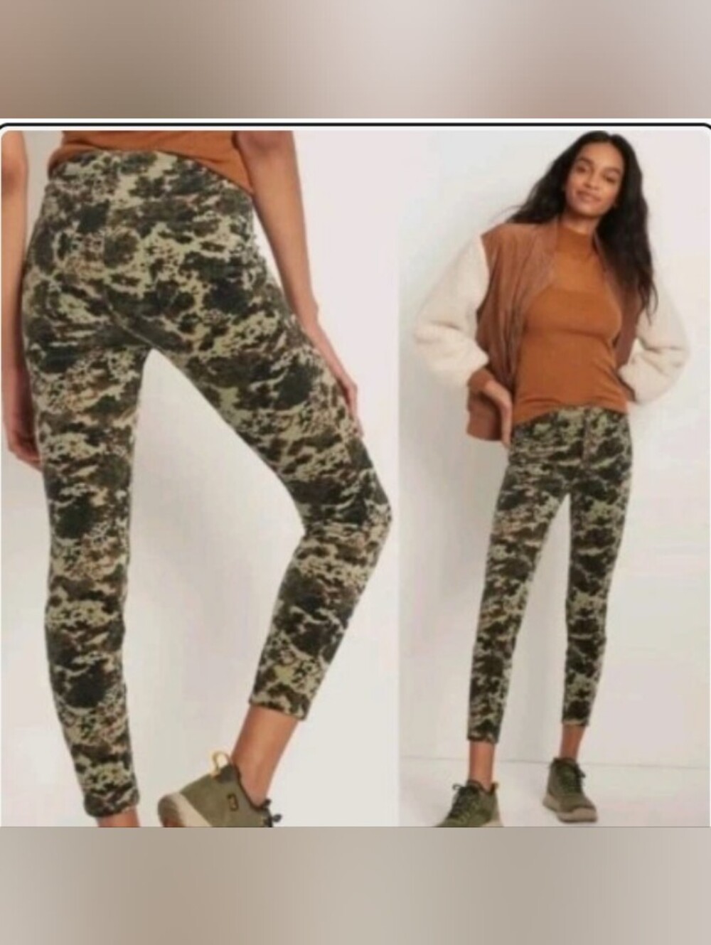 Anthropologie Olive Multi Camo Ankle Pants